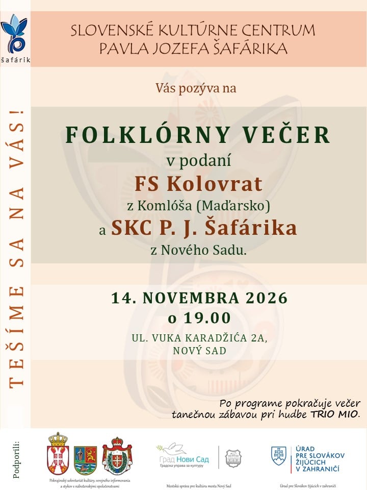 Pozvánka na folklórny večer v Novom Sade